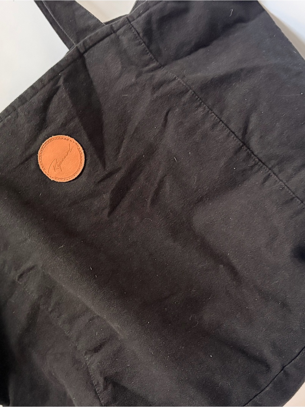 Rip Curl Black Canvas Tote with Tan Leather Patch